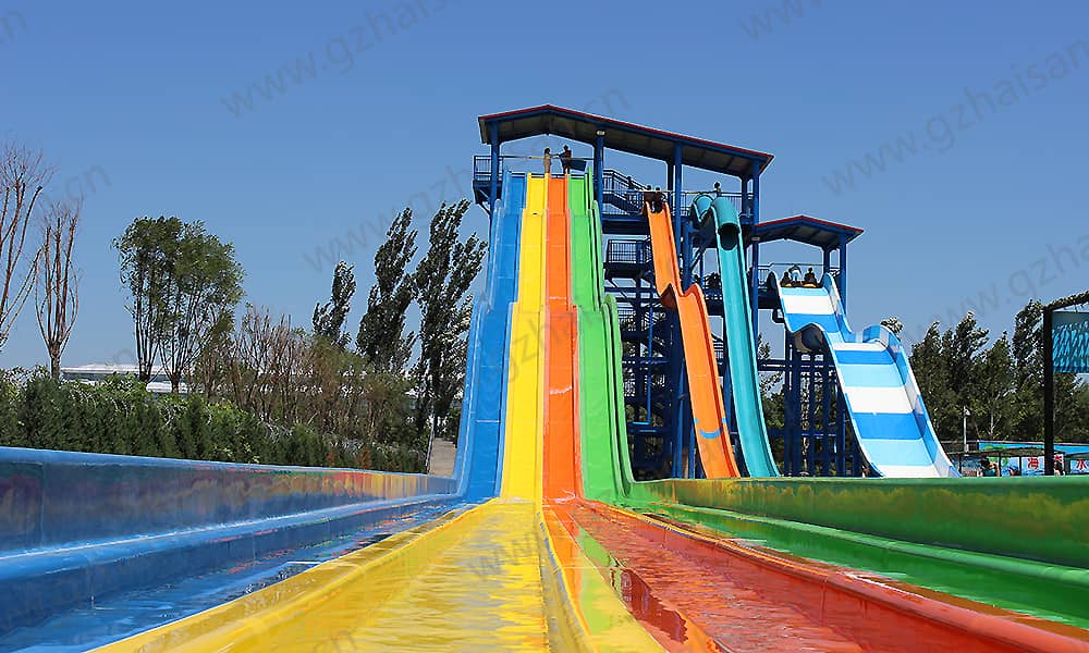 河北保定海森水上大世界彩虹滑梯、高速滑梯、家庭宽滑梯组合平台
